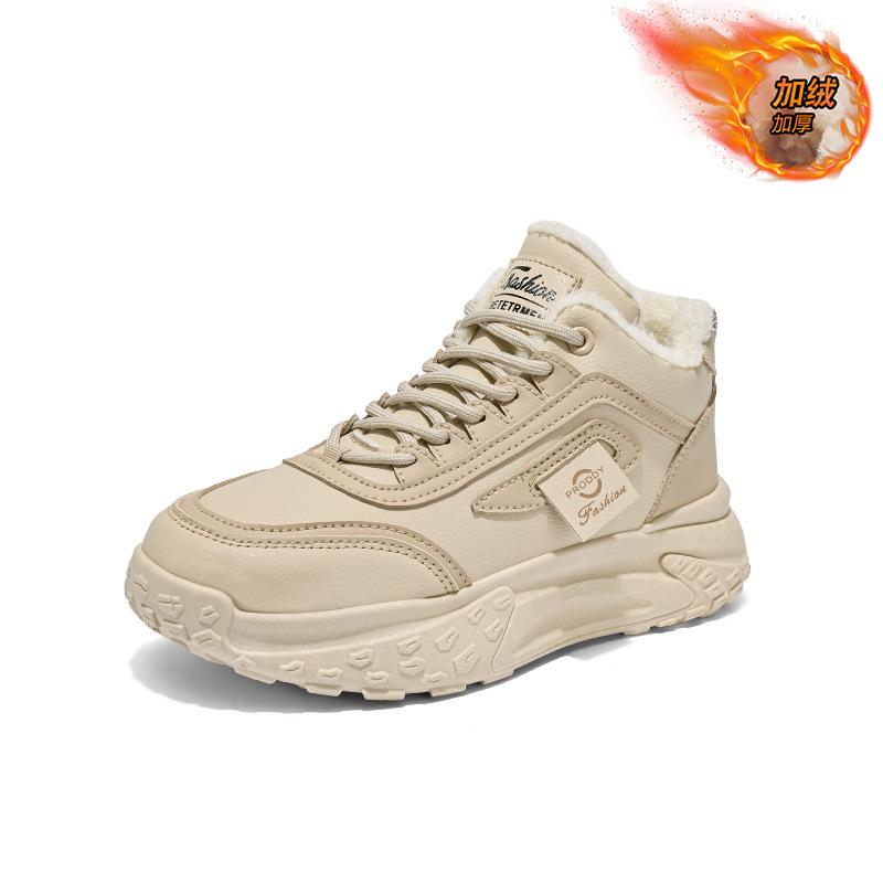2025 Winter High-top Velvet Dad Shoes New Korean Version Ins Female Students Height-increasing Sports and Leisure Cotton Shoes Q039
