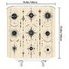 Celestial Design Bath Curtain, Symmetrical Black Astronomical Motifs On Cream, Polyester, Perfect for Modern Bathroom Decor