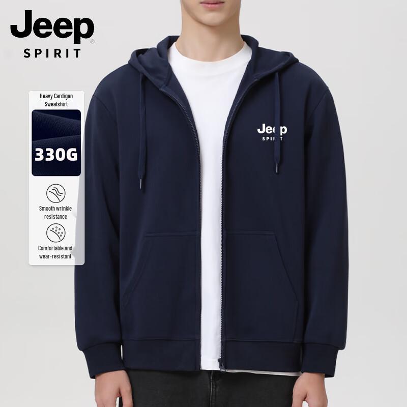 JEEP SPIRIT Men s Heavyweight 330G Loose-Fit Hooded Zipper Sweatshirt Jacket XL