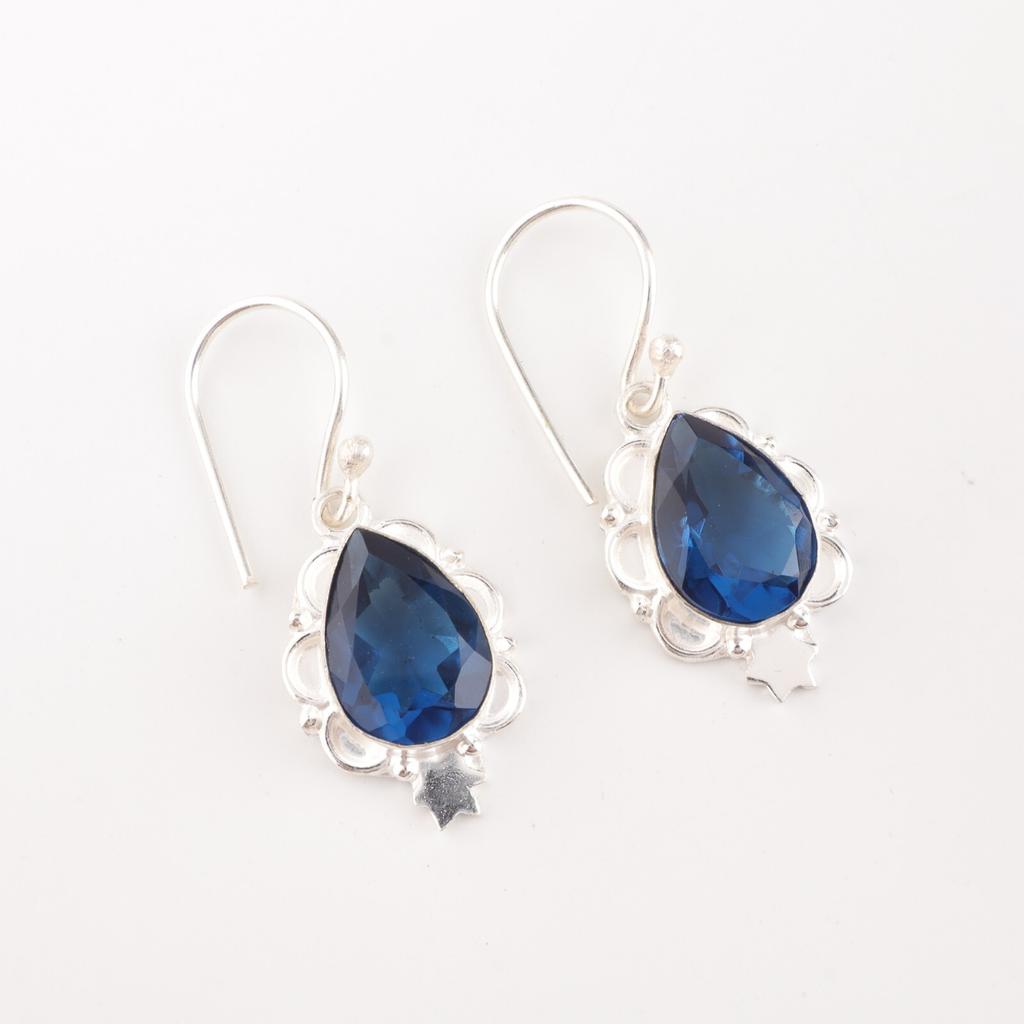 London Blue Topaz Gemstone 925 Sterling Silver Earrings Jewelry Gift For Her EE-163-10