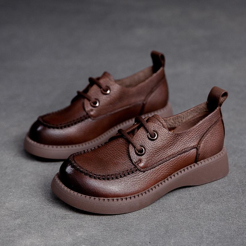 Johnature Натуральная кожа Ретро Круглый носок Шнуровка Повседневная Универсальная Мягкая — фото 13