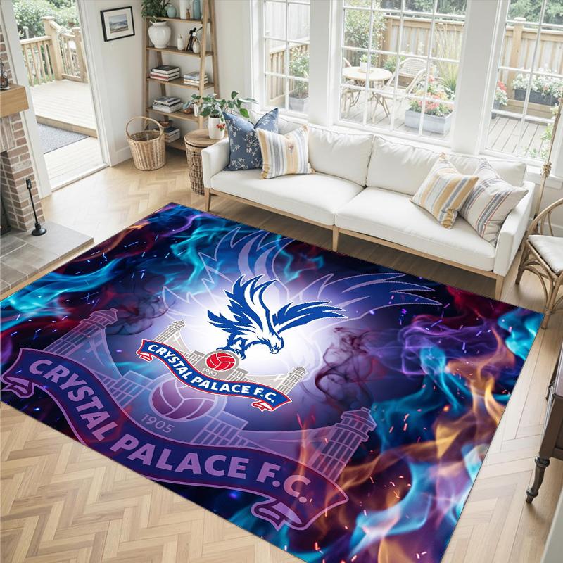 Crystal Palace Fußball Design Kristall Samt Teppich Gemütlich Kein?Rutschfester Teppich mit Aufdruck für Schlafzimmer Wohnzimmer Eingang
