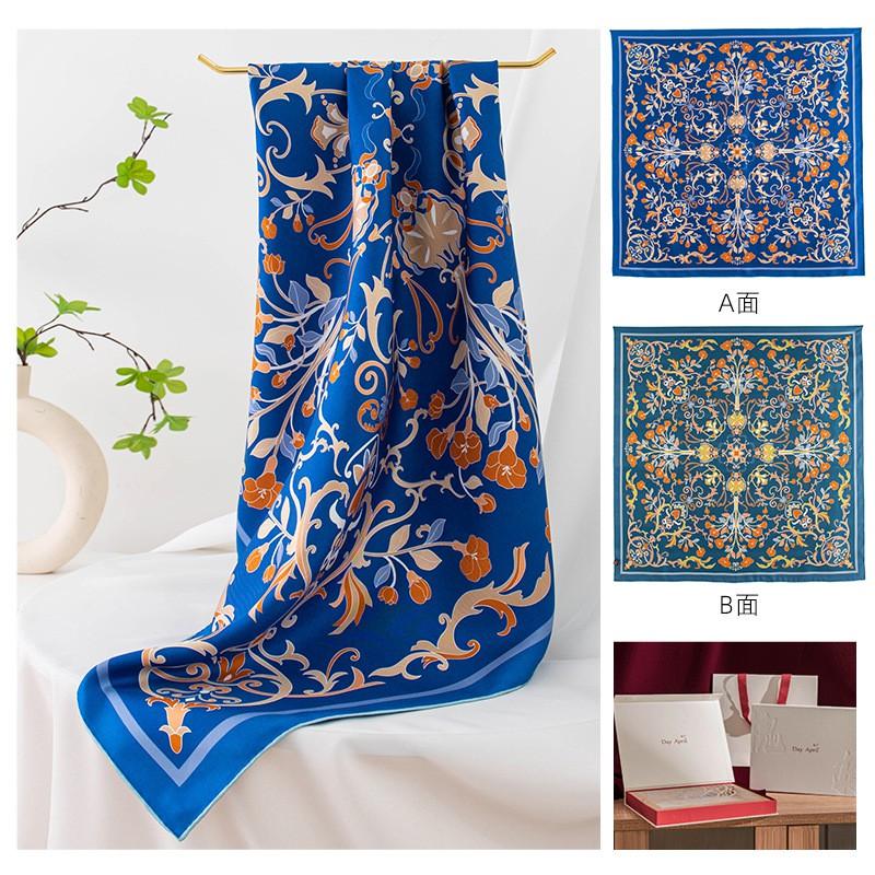 2026 Silk Scarf Square Mulberry Shawl Vintage Style Women
