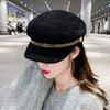 Berretto da donna per Boomer Autunno Inverno Cappello da celebrità di Internet Cappello blu navy Cappello ottagonale versatile Cappellino alla moda