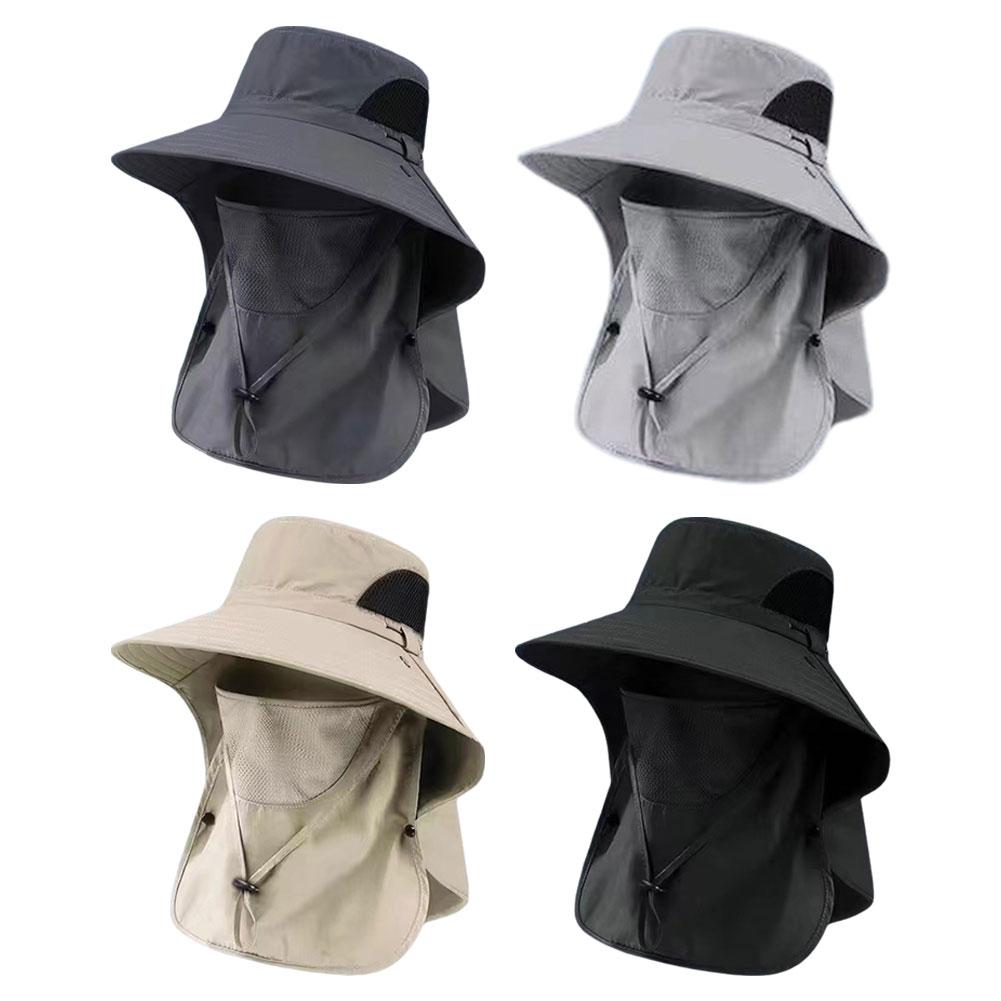 Sunshade Hat Big Eave Hat Mask Fishing Hat Outdoor Work Climbing Hiking Caps Sun Protection Detachable Sun Hat Sports Caps