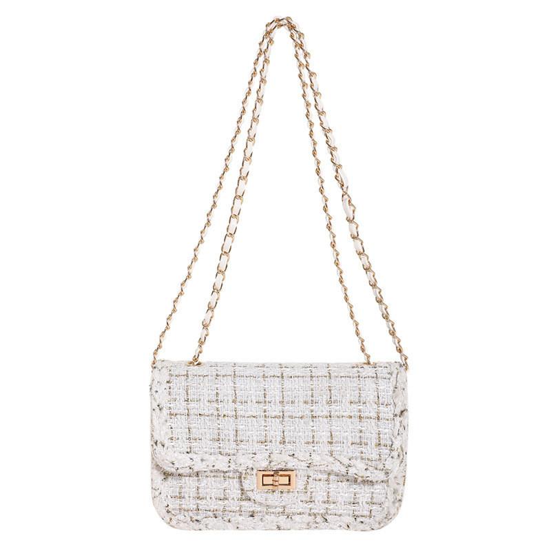 Bolsa Transversal Tweed Chic Outono Inverno 2023 Nova Moda Trendy Xadrez Corrente