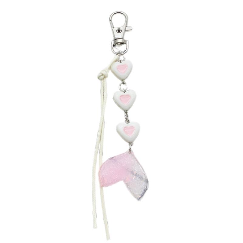 Handcrafted Key Chain Heart/Flower/Fishtail Pendant Keyring Acrylic Keychain Colorful Key Rings Bag Charm Ornament