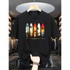 Sommer 100% Reine Baumwolle Herren Modisches Lässiges T-Shirt mit Aufdruck von Surfbrett- und Palmenbaum-Muster