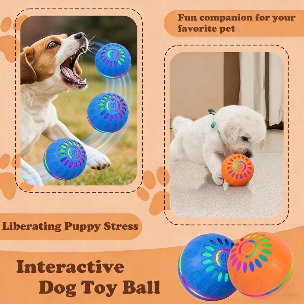 Rechargeable Automatic  Dog Toy Ball Luminous Auto Moving Dog Toy Interactive Rolling Ball  Pet Toy