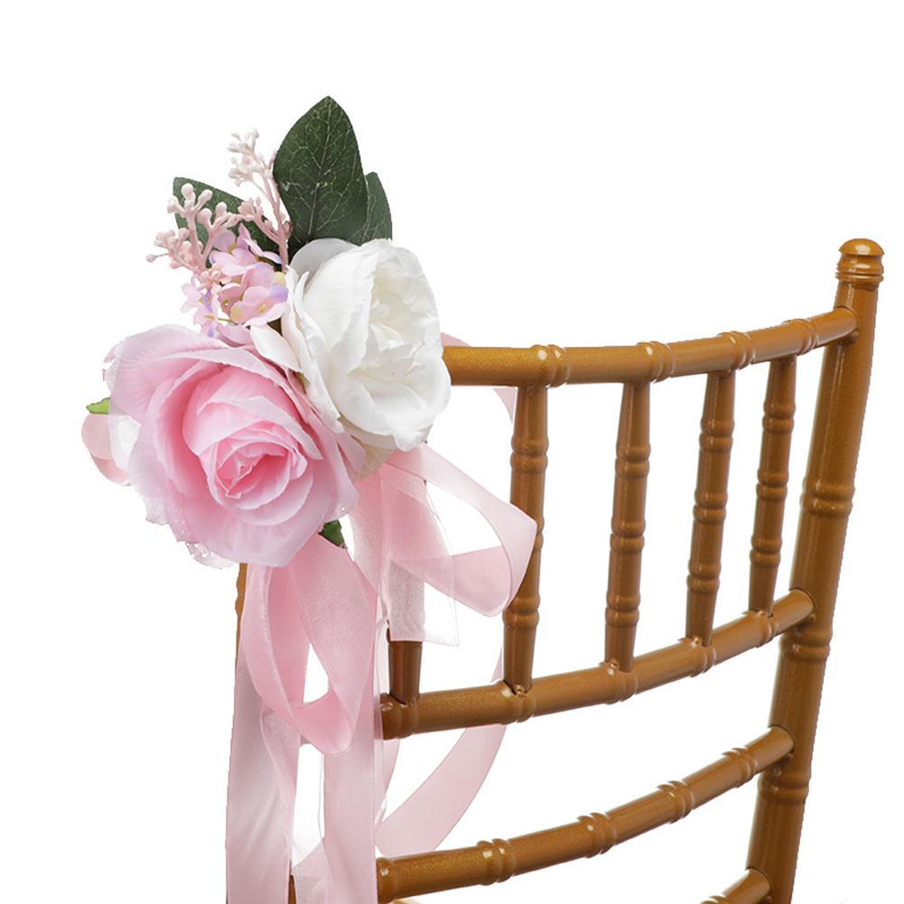 Artificial Chair Back Flower Never Wither Rose For Wedding Party Ceremony Reception Banquet Decor