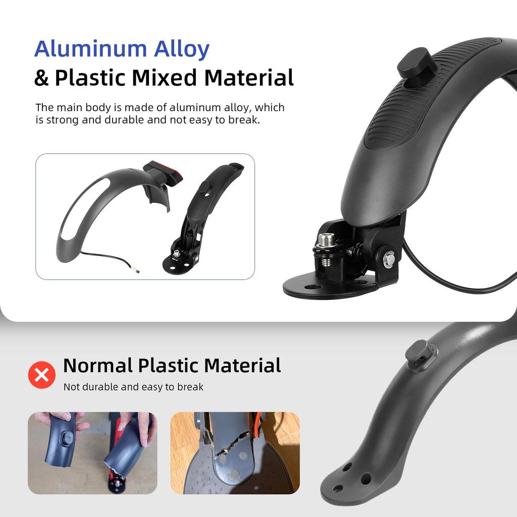 Gray Ulip Superior Rear Fender with Aluminium and Turn Signal Light for Xiaomi Scooters