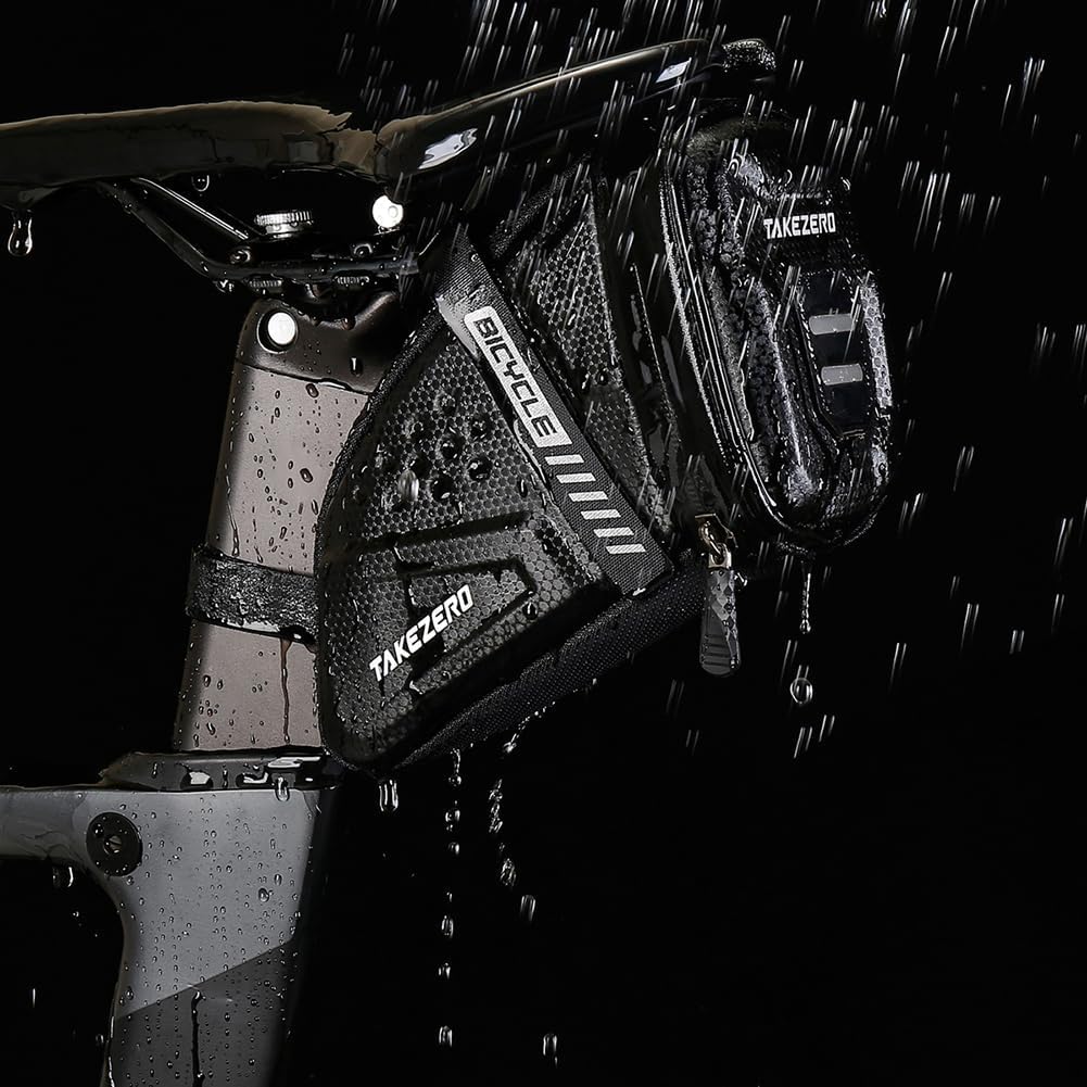 UNIQOCK Bicycle Saddle Bag Waterproof Seat Bag Tail Bag 10L Large Capacity Road Bike Mountain Bike Foldable with Reflective Logo Easy to Install (M)