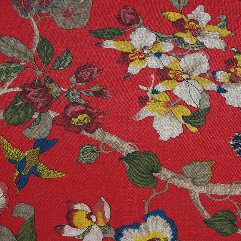 100cm*145cm Chinese Style Linen Fabric Flower And Bird Printed Imitation Cotton Linen Sofa Fabric Diy Cushion Cover Tablecloth