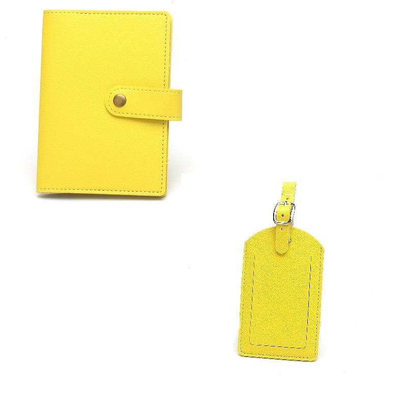Bronze Button Passport with Luggage Tag Set  Multi-color Buckle  Extra-thick Leather Passport and Luggage Tag Card Holder