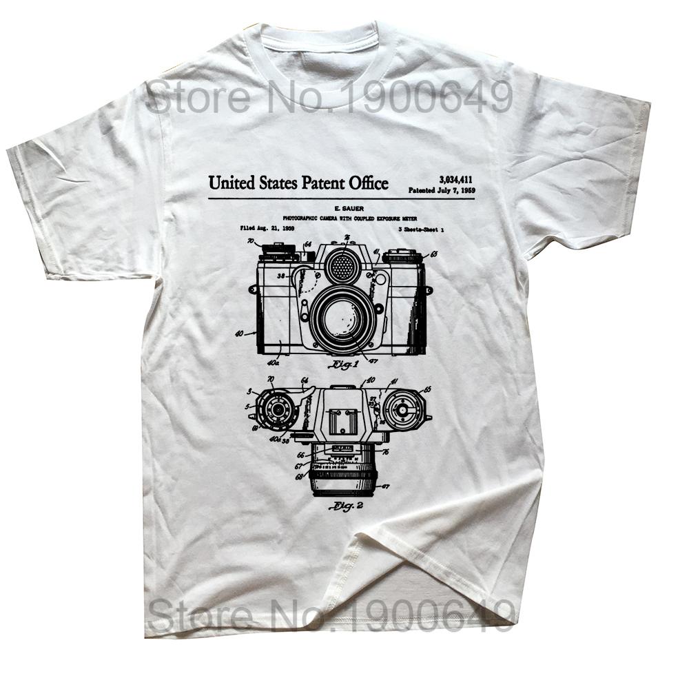 Photography Lover Gift TShirt Camera Vintage Patent Print Camisa T Shirts Cheap Tops TShirt Cotton Men Casual Photographer S