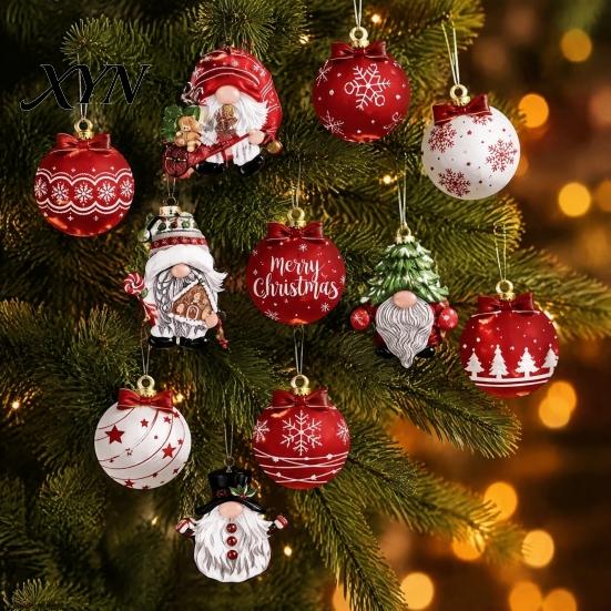 Xmas Party Hanging Signs 24/48Pcs Christmas Wooden Ornaments, Gnome Elk Gingerbread Ball Holiday Decorations Tags, Tree for Home Yard Decor
