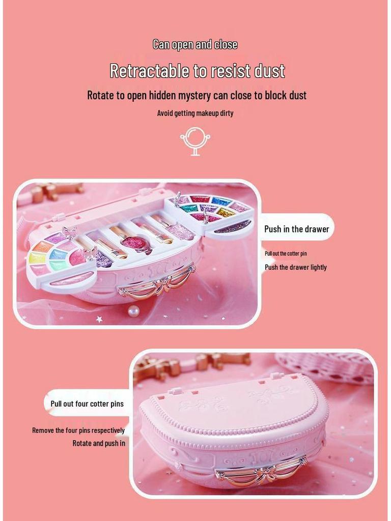 Non-Toxic Kids' Makeup Set: Princess Dressing Table & Simulation Playhouse Gift for Girls