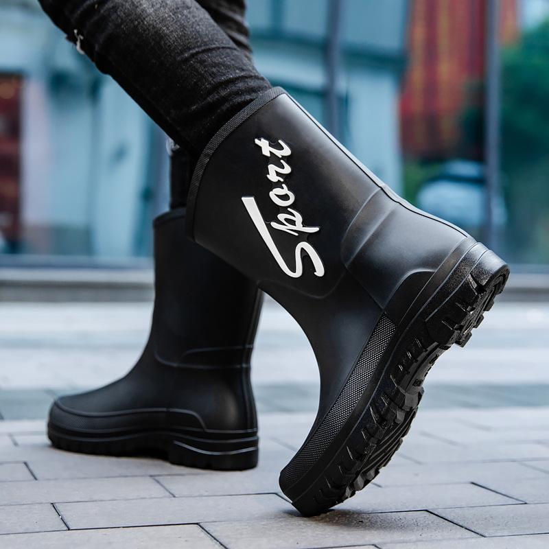 Rain Shoes Men's Rain Boots Non-slip Thickened Wear-resistant Rain Tube Waterproof Shoes Glue Shoes Men's Water Boots Tide