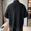 Men Sweater Coat Zipper Closure Knit Elastic Long Sleeves Stand Collar Outerwear Pure Color Casual Cardigan Daily Wear School Mid Length Jacket