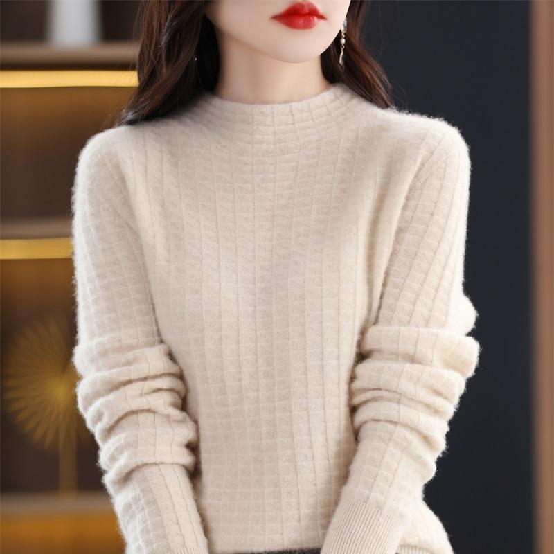 Women's Cashmere Sweater Qinghe Cashmere 30% Cashmere 70% Wool Women's Autumn and Winter Cashmere Pullover Soft and Warm