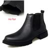 Chelsea Boots Men outdoor Handmade Business Black Red Slip on Flock genuine leather Boots Sapato Masculino plush Men snow Boots