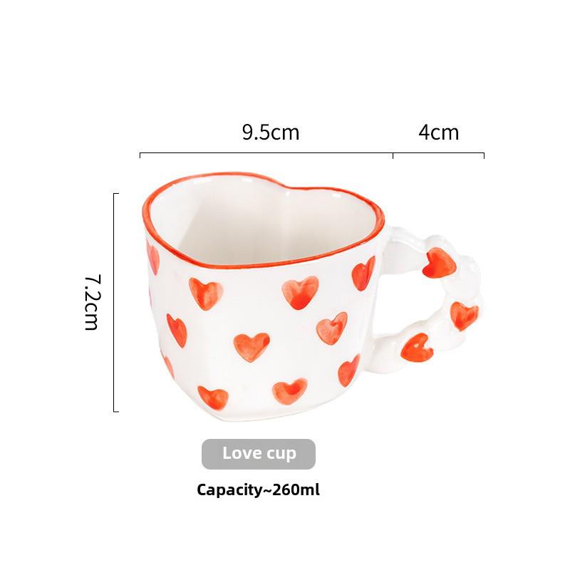 Ceașcă de cafea ceramică Fată Drăguță cu Farfurioară - Design Roz Iubire Pictat Manual