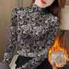 Female Autumn and Winter Half-High Neck Fleece-Lined Base Layer Top