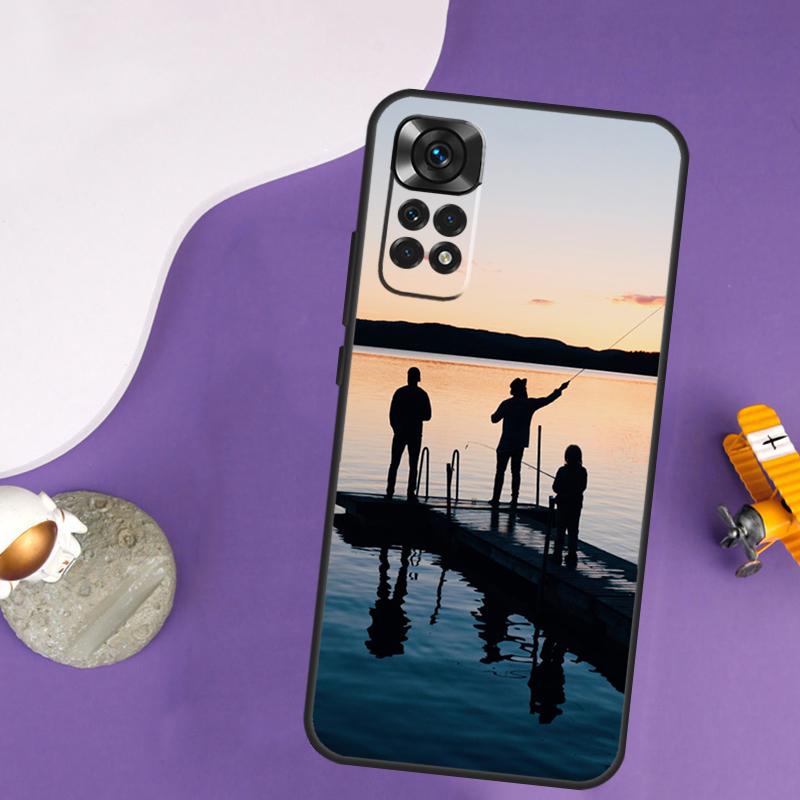 

Bass Fishing Lake Sunset Fisherman Case For Xiaomi Redmi Note 13 Pro 14 12 9 10 11 Pro 10S 11S 12S Redmi 13C 14C 10C 12C Cover Redmi Note 14 5G