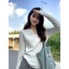 Soft Waxy Pullover Long-sleeved Sweater for Women Solid Color High-end Loose Lazy Style Autumn and Winter New Style Bottoming Top