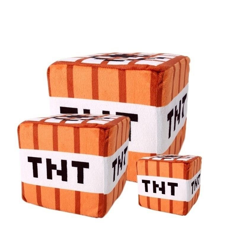New Tnt Plush Pillow Cube Bomb Toy Key Chain Pendant Soft Plush Stuffed Toys Xmas Birthday Gifts For Kids Spoof Decoration