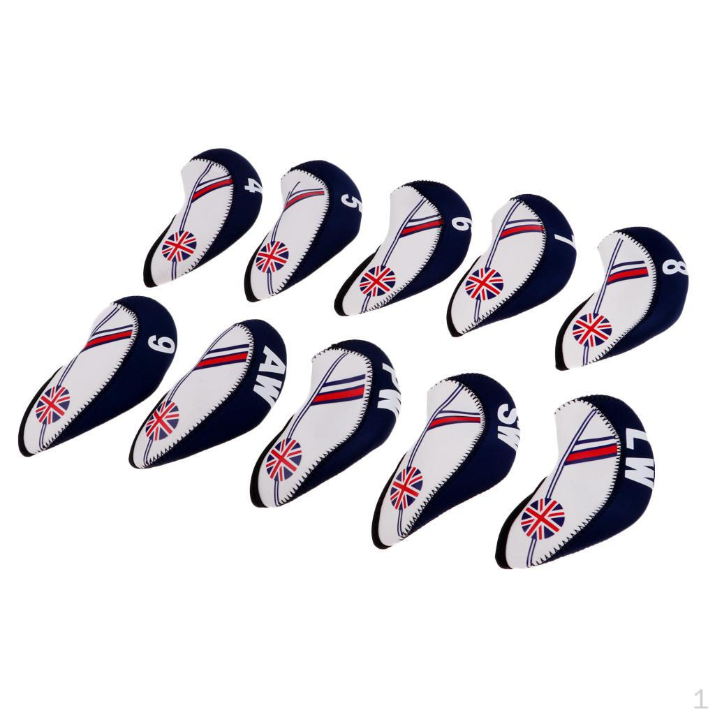 

10pcs/pack Neoprene Head Covers Big Number Tags The Beige+Dark Blue