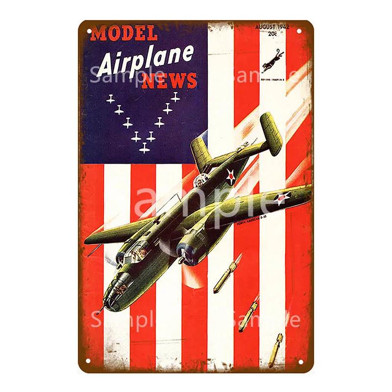 Retro Airplane Metal Signs Fighter Jet Plane Vintage Aircraft Plate Metal Plaque Painting Living Room Home Wall Decoration YL094