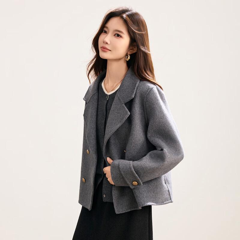 TERRE BLEUE Women's Wool Blend Lapel Coat