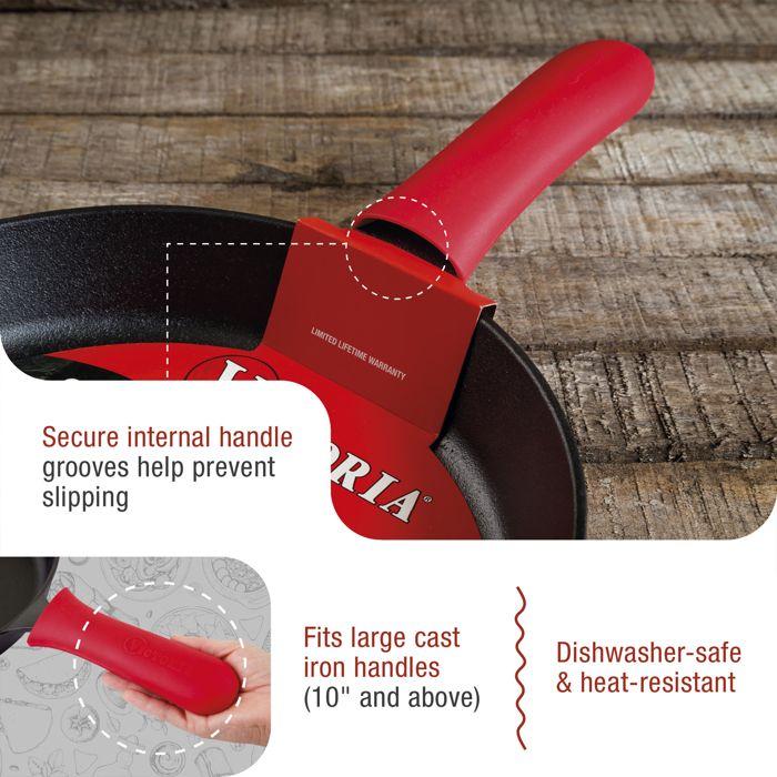 Support de Poignée Protection en Silicone pour Poêles à Frire en Fonte Ø 25-30cm Victoria 35617 Rouge