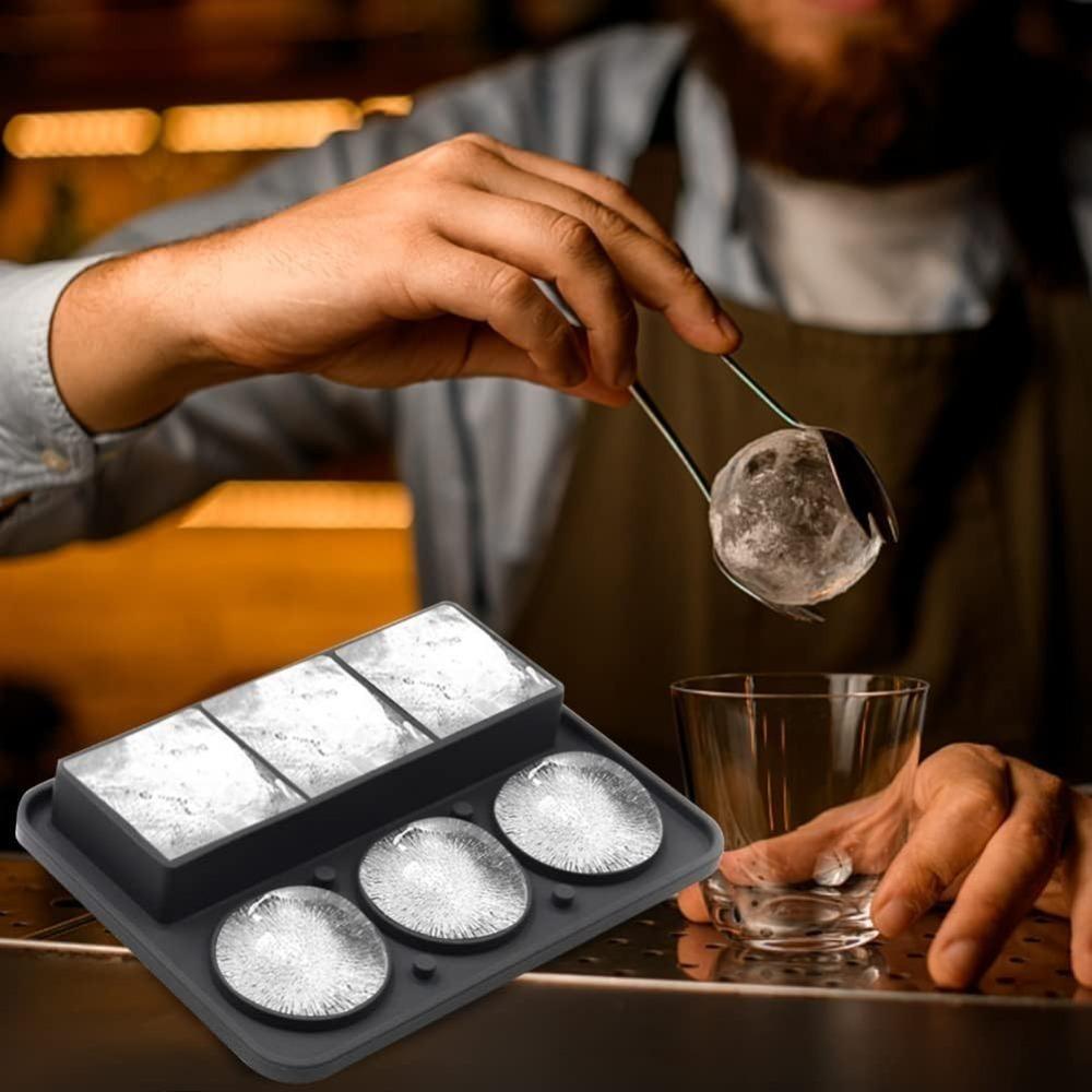 1pc Ice Cube Mold Tray Large Silicone Whisky Ice Mold Round Ice Ball Maker and Square Ice Tray Suitable for Cocktails Set