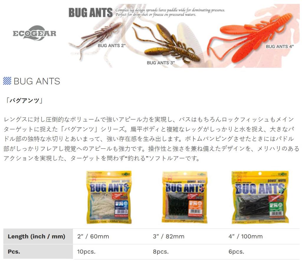 Ecogear Bug Ants 4inch 549 Mud Green Pumpkin Chartreuse