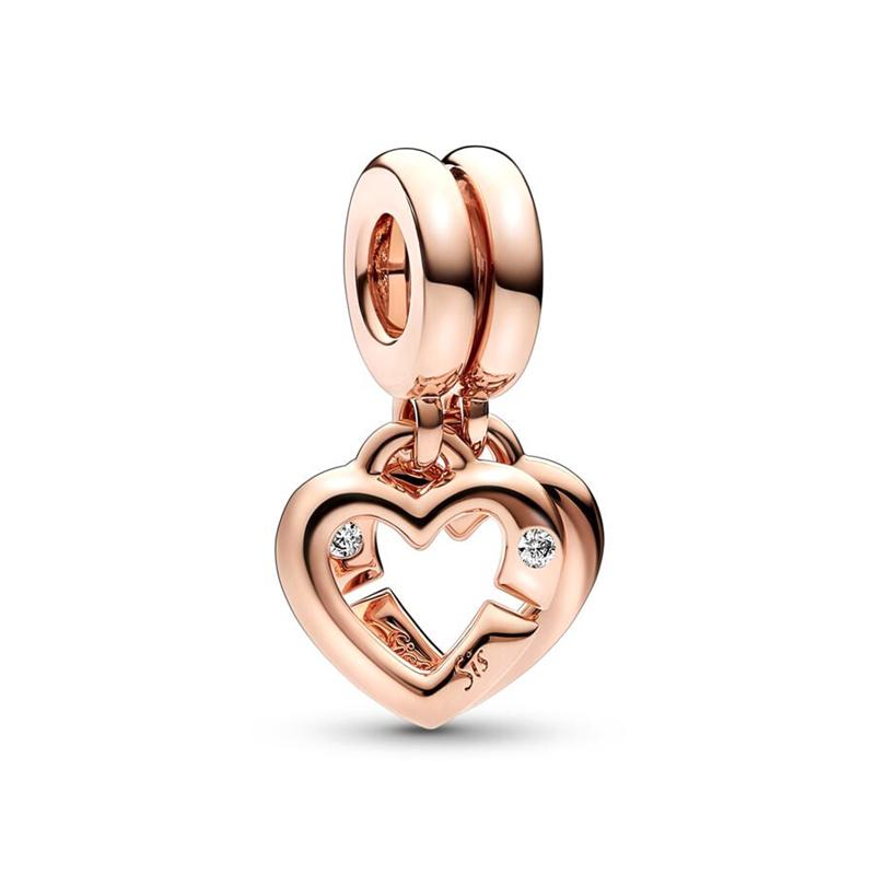 Sparking Rose Gold Charm Beads Pendant Fit Original Snake Copper Bracelet Necklace Bead For Diy Jewelry Women Gift
