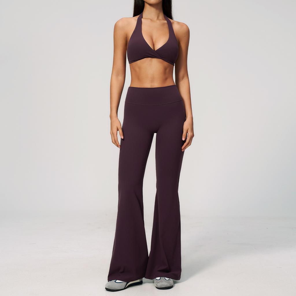 Women Yoga Set 2PCS Sportswear Workout Clothes Athletic Wear Gym Outfits Legging Fitness Bra Crop Top Long Sleeve Sports Suits