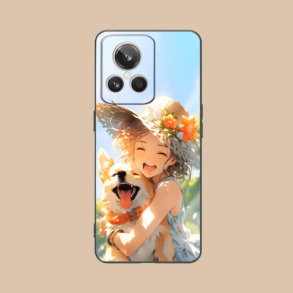 Girl Dog Puppy Matte TPU Mobile Phone Case for Realme GT 8 Neo Pro C75 73 71 C67 65 C55 53 C35 31 C20 15 Colorful Cover