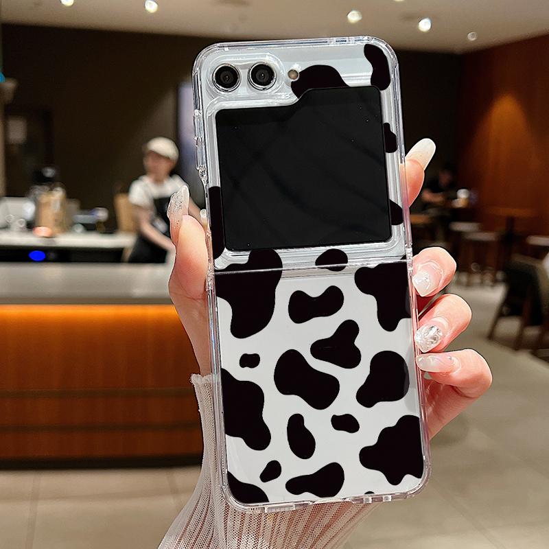 

Чехол для телефона Samsung Galaxy Z Flip6 Flip5 Flip4 Flip3 из 2 предметов с принтом коровьих полос, противоударный, с металлической застежкой, прозрачный, мягкий, силиконовый, складной чехол Samsung Z Flip6