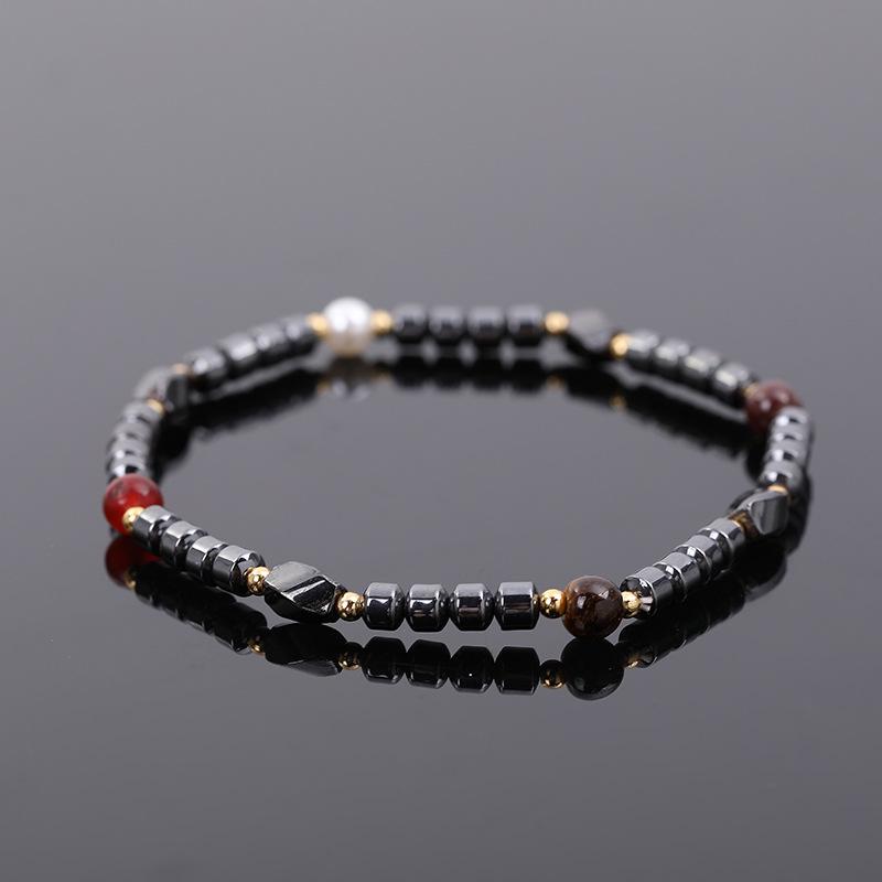 

Stylish Black Hematite Magnetic Beaded Bracelet Anklet – Fashionable Elastic Foot Jewelry