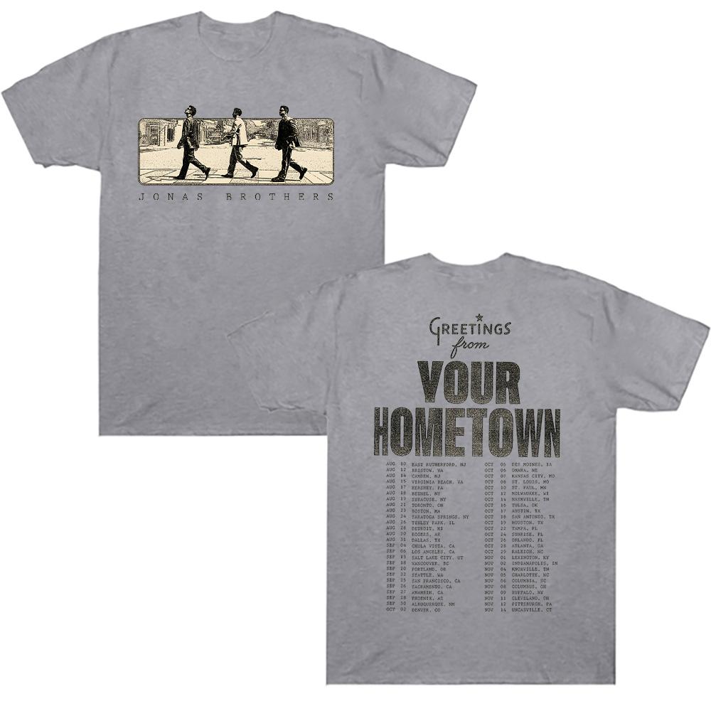 Jonas Road Tour Tee Jonas Brothers Greetings From Your Hometown Vintage Band T Shirts Streetwear Hip Hop Unisex Wounisex Tops Clothes