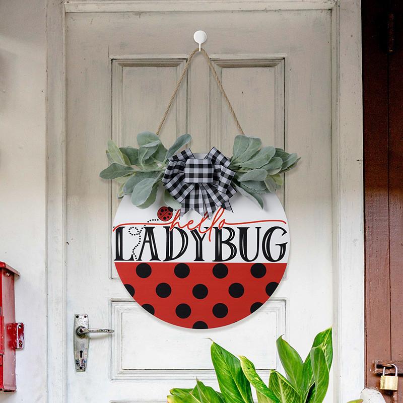 Eye-catching Ladybug Door Decor With Stunning Black White Gray Bow For Seasonal Home Style