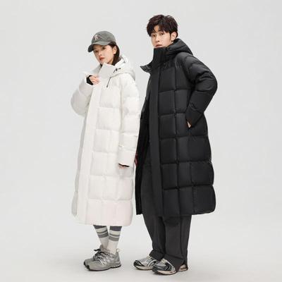 2025 Trendige Lange Herren-Winterdaunenjacke - Weiße Entendaune, Lässiger Hongkong-Stil, Einfarbig, Warme Oberbekleidung