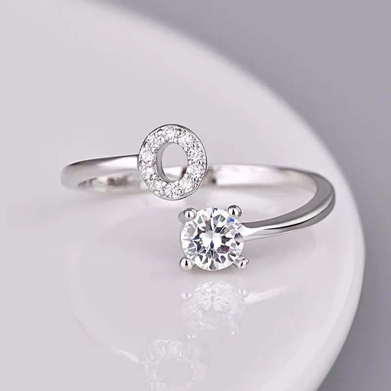 Shining 26 Letters Adjustable Rings Initial A-Z Alphabet Opening Ring For Women Charm Jewelry Gift