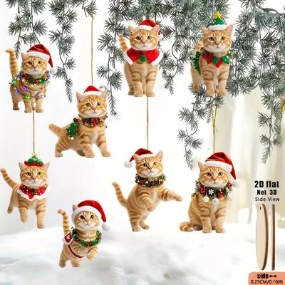 Christmas Decoration Animal Cats Playful Hanging Decoration Realistic Vibrant Cute Colorful Party Supplies Home Decor Kids Gift