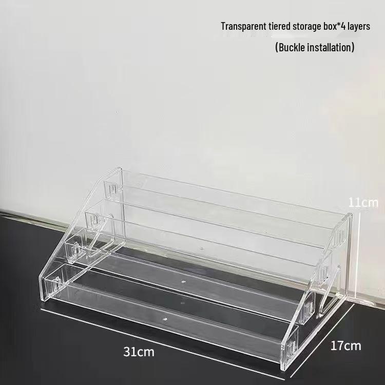 Acrylic Badge Display Stand with Tiered Transparent Storage Shelves