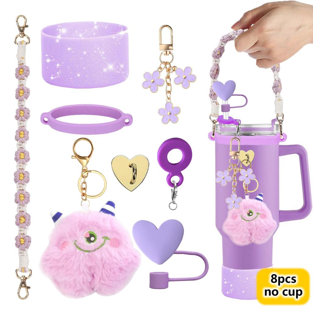 Stanley Cartoon Elf Pendant with Love Heart Peach Knot Rope and Straw Hat