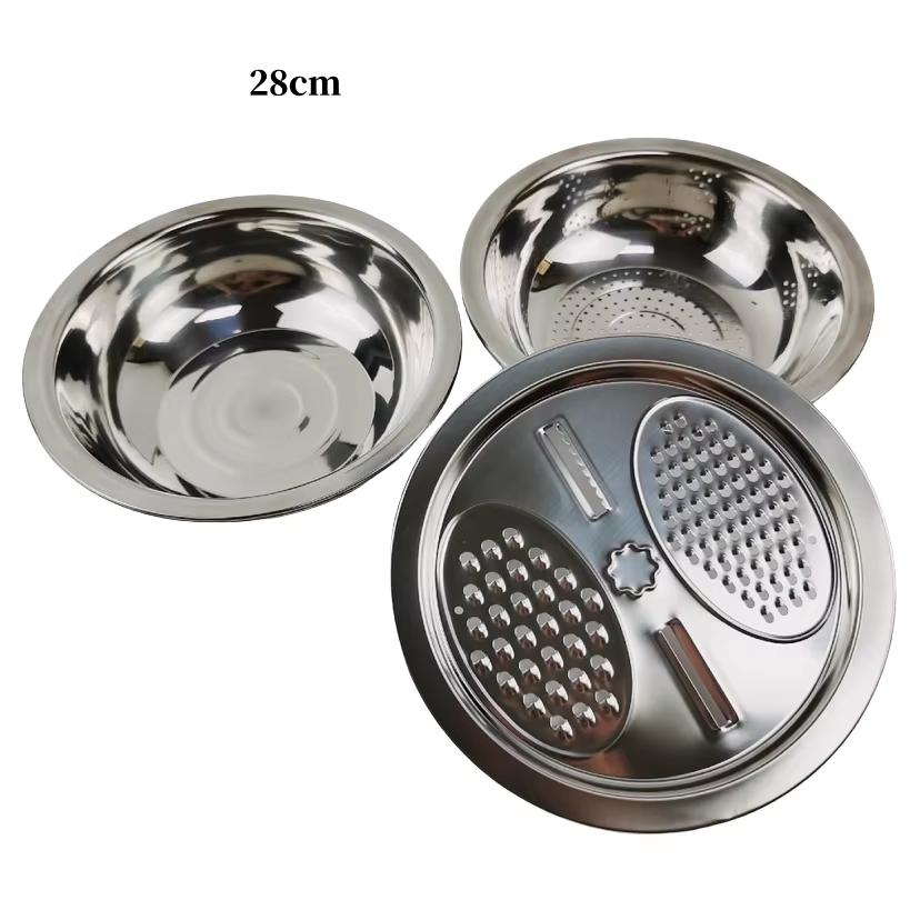 Multifunkční kráječ, mísa na drcení ovoce a zeleniny, multifunkční nerezový odkapávací koš do kuchyně