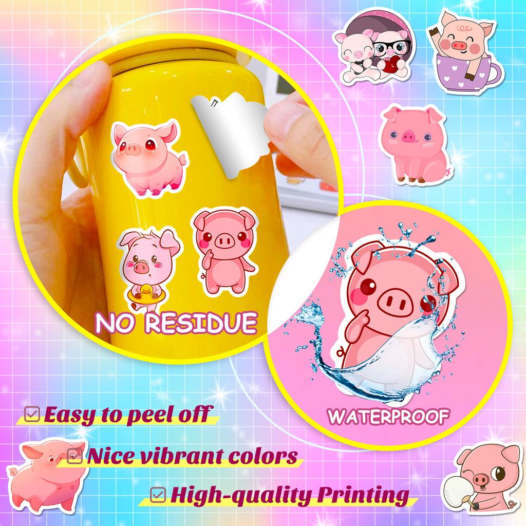 50 Cartoon Cute Pink Pig Pig Graffiti Stickers Korean Version Ins Style Girl Pink Pig Stickers